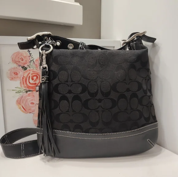 Vintage Y2K Coach Hailey #9362 Signature Monogram Canvas & Leather Crossbody Bag - Picture 12 of 16